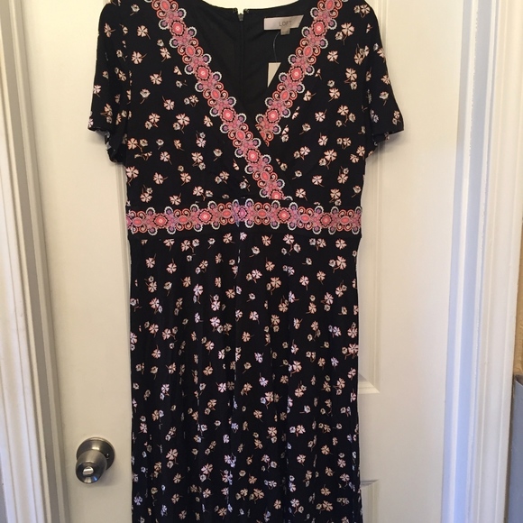 NWT Loft Floral Border Wrap Casual Dress 8P - Picture 2 of 7